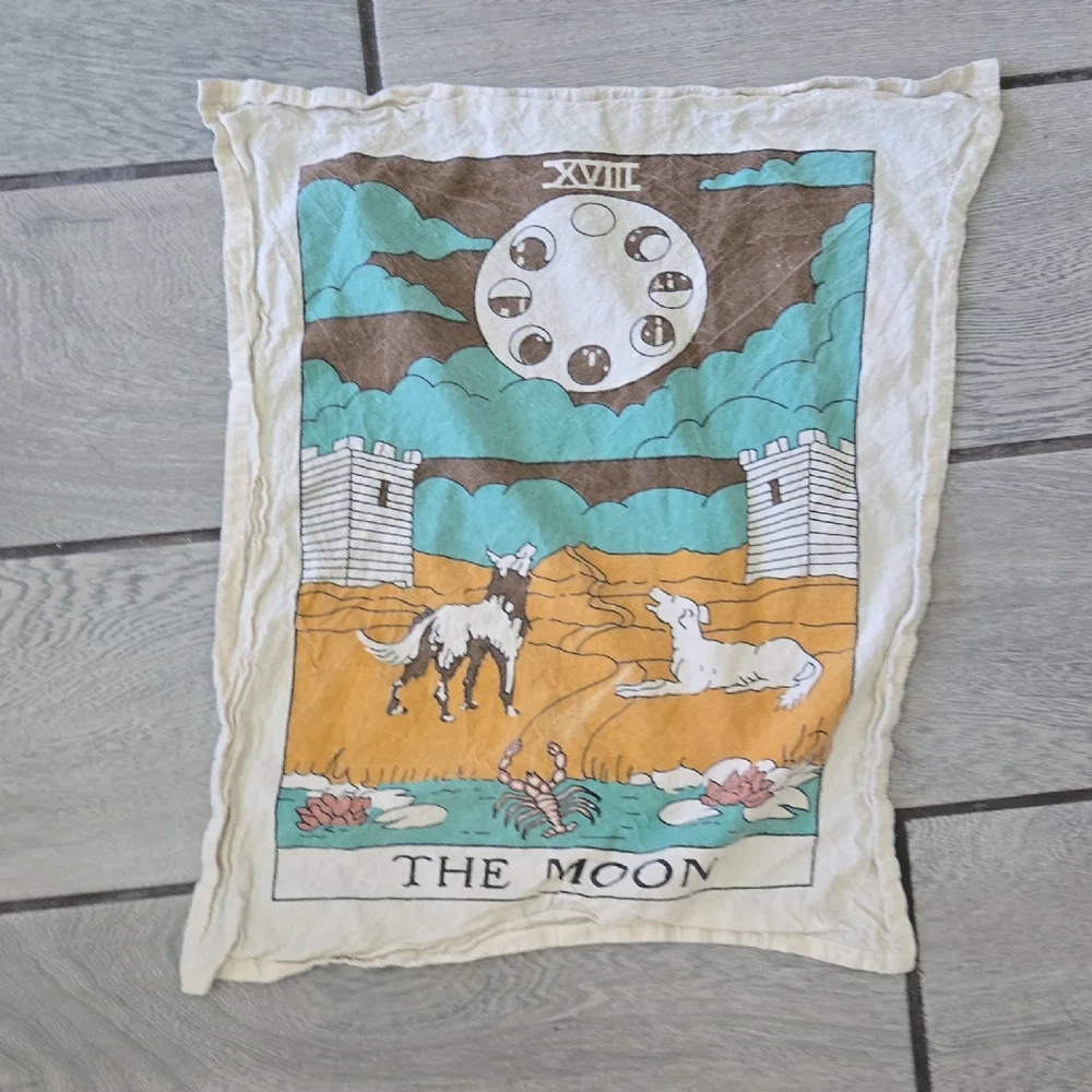 The‎ Moon Tarot Tapestry - Cream, Blue, Orange 16x20